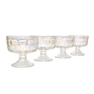 c60s/70s Federal Iridescent Glass Dessert Dishes